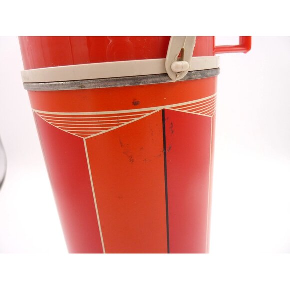 Vintage 1974 King-Seeley Thermos #2410 Red Orange Metal USA Large Tall Hot Cold - Picture 3 of 11